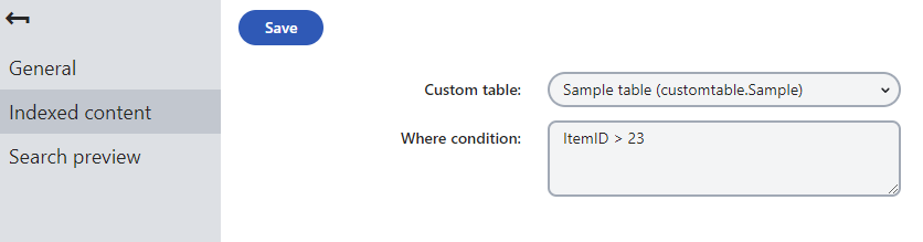 Adding a new custom table to an index