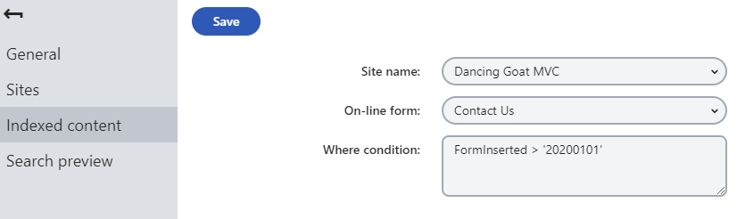 Adding a form to a search index
