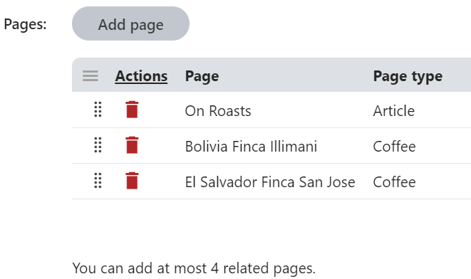 Adding related pages