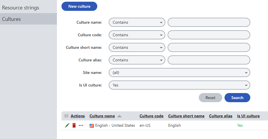 Viewing the available UI cultures