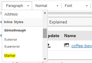 Choosing styles in the editor