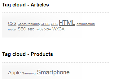 Example of how tags could be displayed on a page