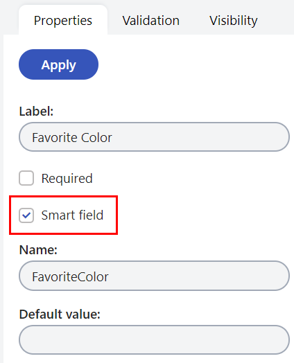 A field with the Smart field option enabled