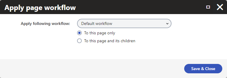 Selecting a workflow to apply to a page
