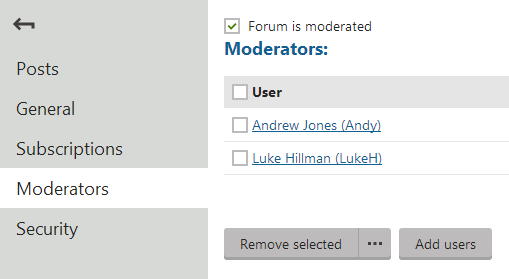 Adding forum moderators