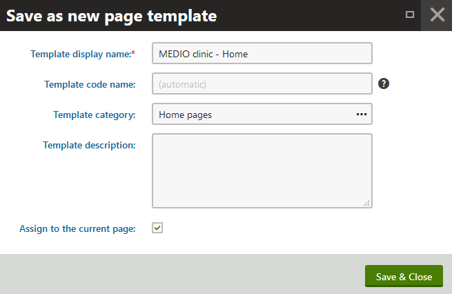 Filling in the details of the new page template