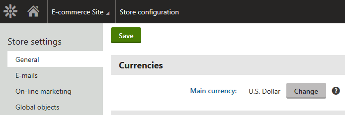 Configuring the main currency