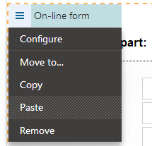 Configuring On-line form web part