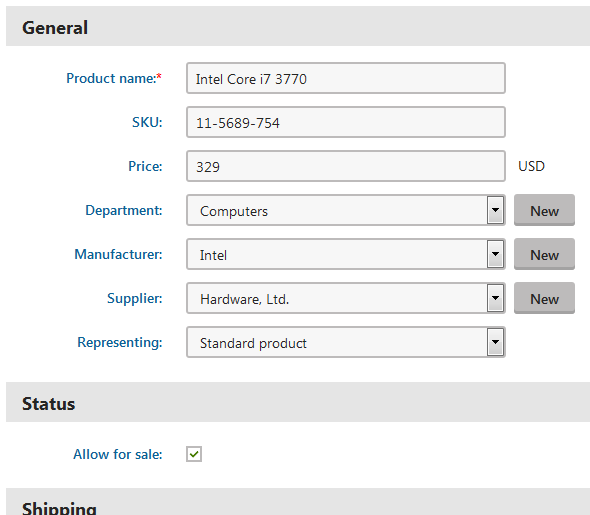 Adding a product option to a category of the Products type