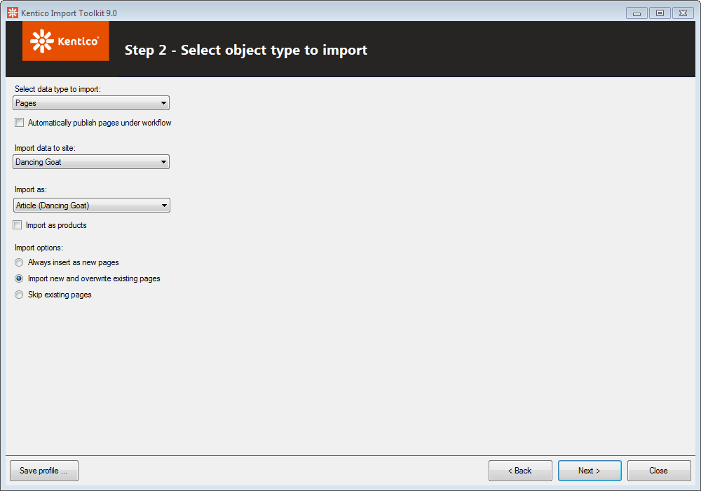 Configure the settings for importing language versions of documents