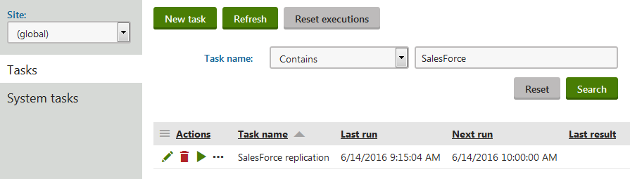 Editing the SalesForce replication scheduled task