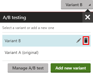 Deleting an A/B variant