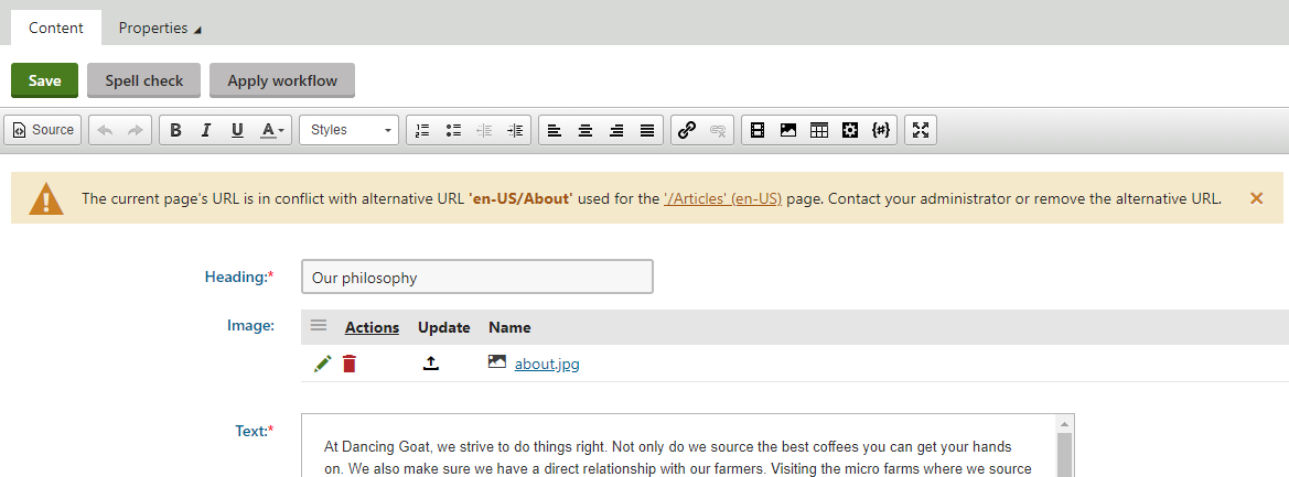 Editing a page whose main URL is in conflict with an alternative URL