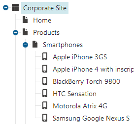 Document type icons displayed in the content tree