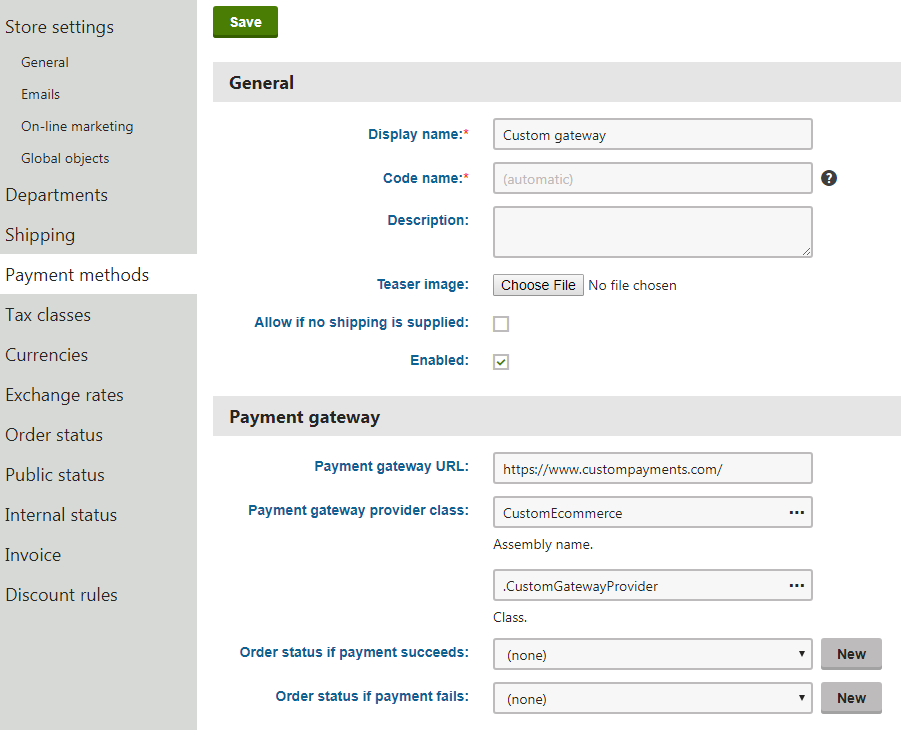 Creating a custom payment gateway
