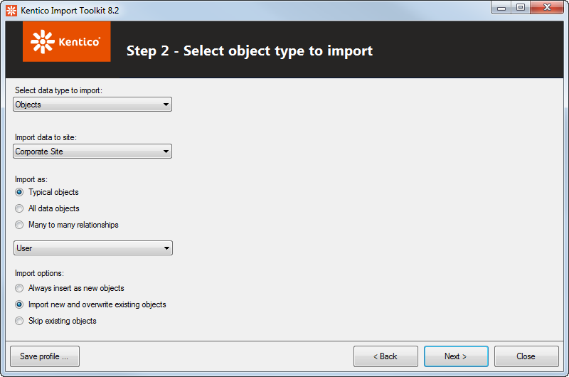 Set the data type and object type of import