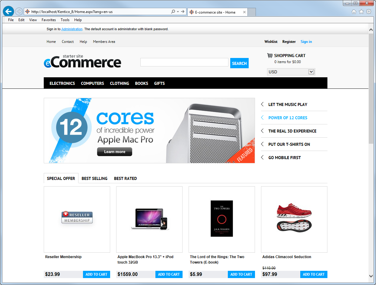 E-commerce Site home page
