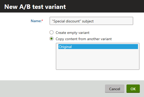Creating a new newsletter AB test variant