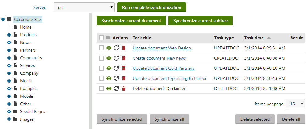 Synchronizing content - documents