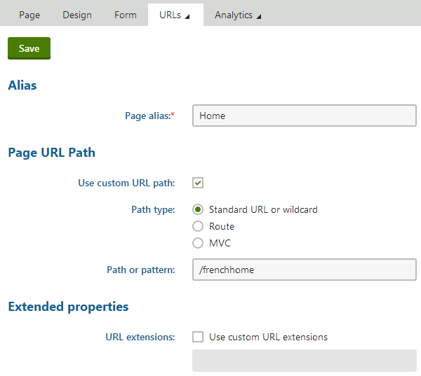 Setting a custom URL path for a page’s language version