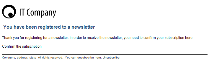 Confirming a newsletter subscription