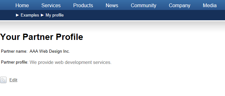 Partner profile page