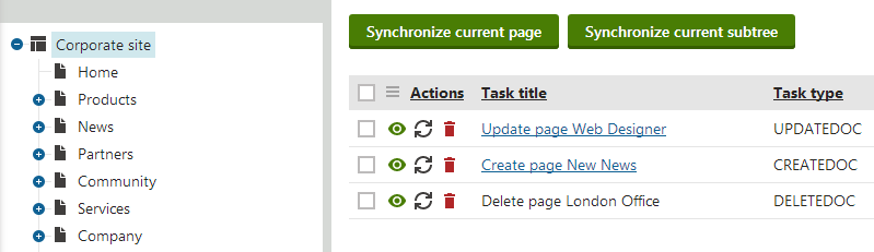 Synchronizing content - pages