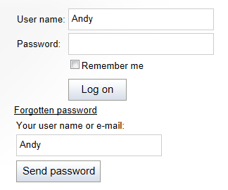 Recovering a password through the Logon form web part