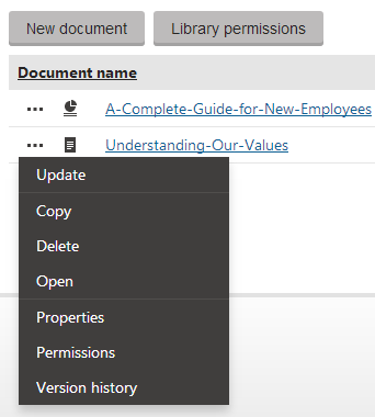 Managing files in a document library