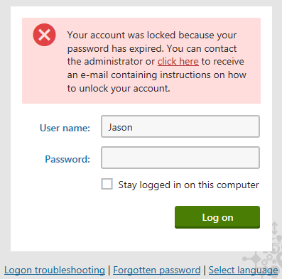 Locked account after password expiration