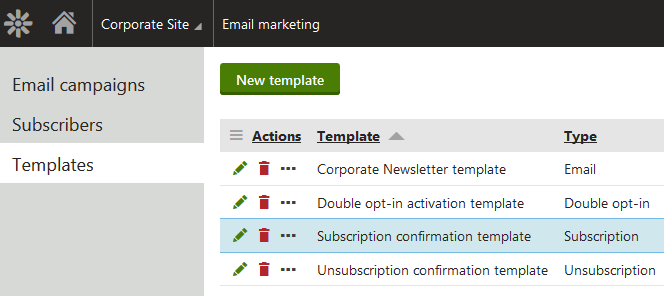 Managing email campaign templates