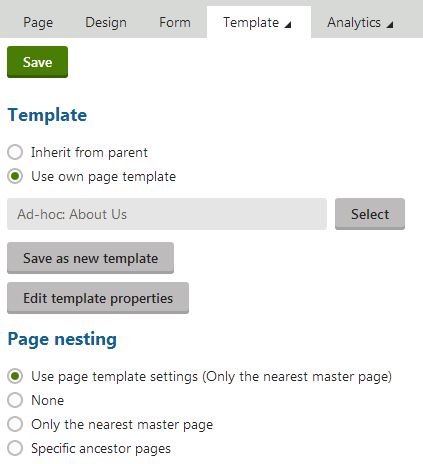 Setting the Template properties of a document