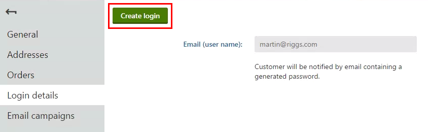 Clicking Create login