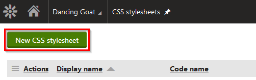 Creating a new CSS stylesheet in Kentico