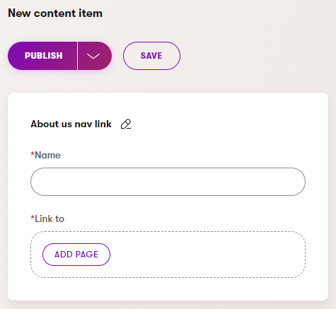 Adding a new navigation item in the content hub