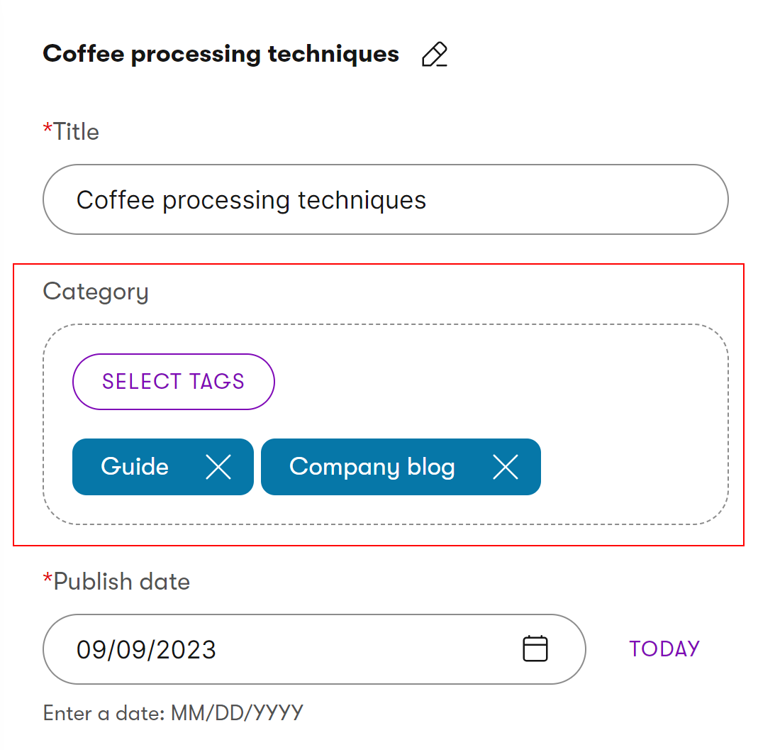 Taxonomy selector in a content type field